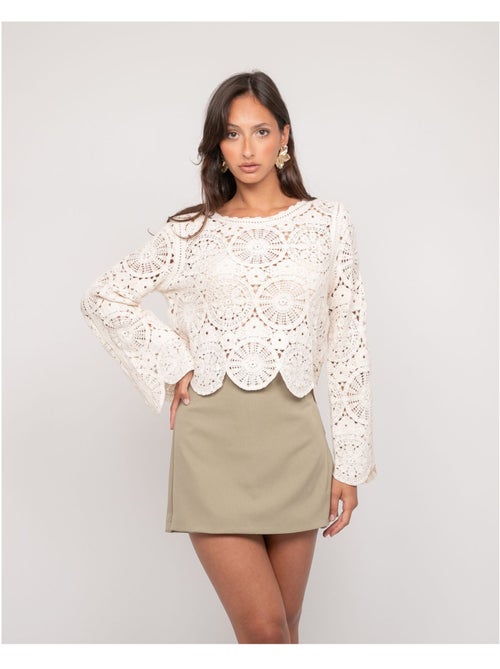Top a maniche lunghe in pizzo FINARA - Kiabi