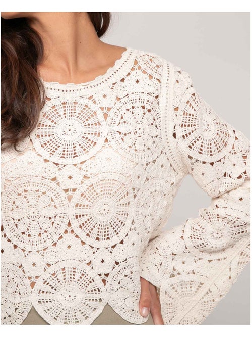 Top a maniche lunghe in pizzo FINARA - Kiabi