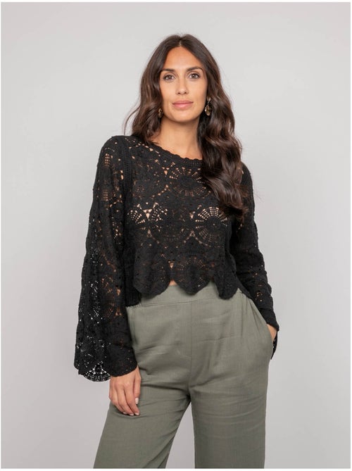 Top a maniche lunghe in pizzo FINARA - Kiabi