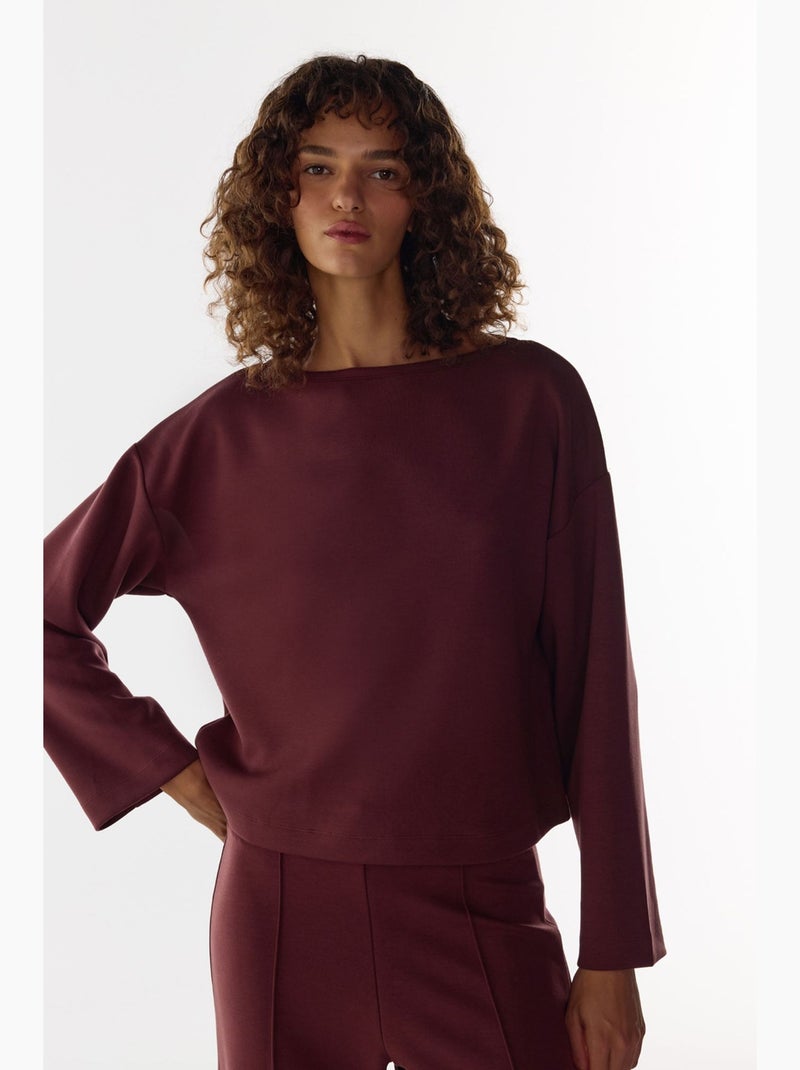 Top a maniche lunghe silky touch penti Rosso bordeaux - Kiabi