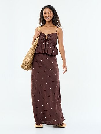 Top a pois con spalline sottili