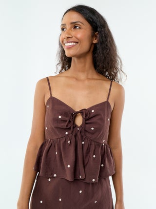 Top a pois con spalline sottili