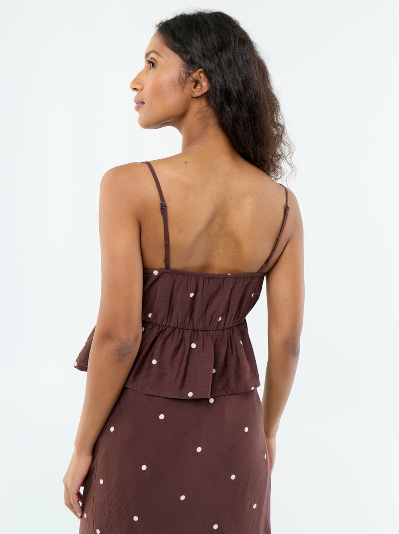 Top a pois con spalline sottili Marrone - Kiabi