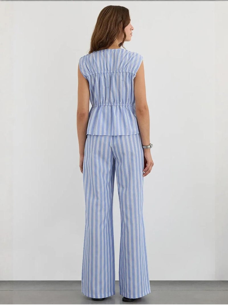 Top a righe peplo con bottoni hiccup Blu - Kiabi