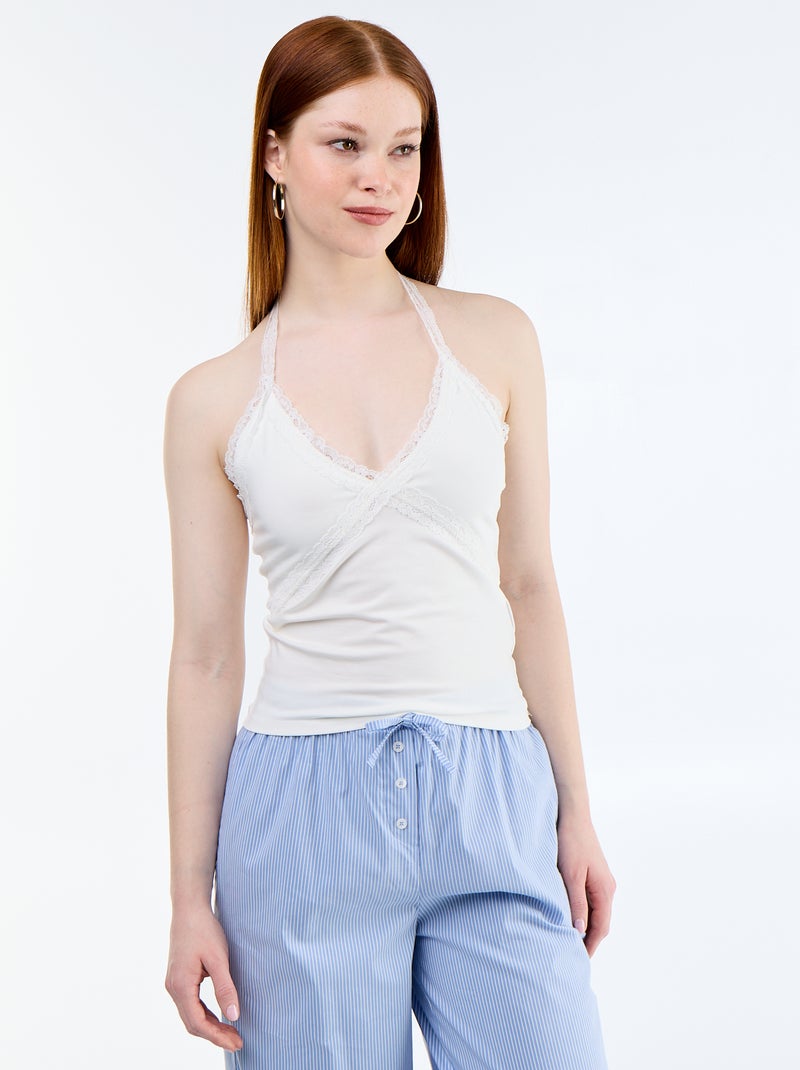 Top a schiena scoperta con pizzo Bianco - Kiabi