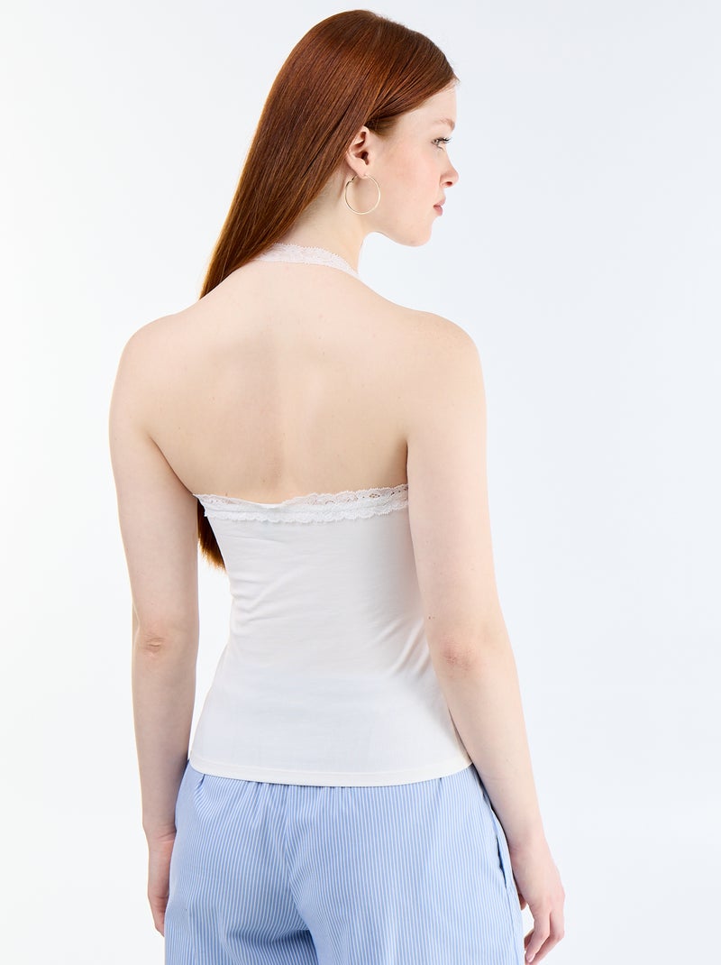 Top a schiena scoperta con pizzo Bianco - Kiabi