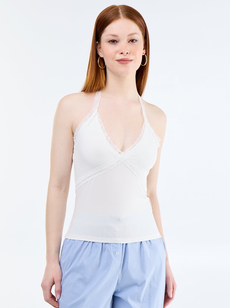 Top a schiena scoperta con pizzo Bianco - Kiabi