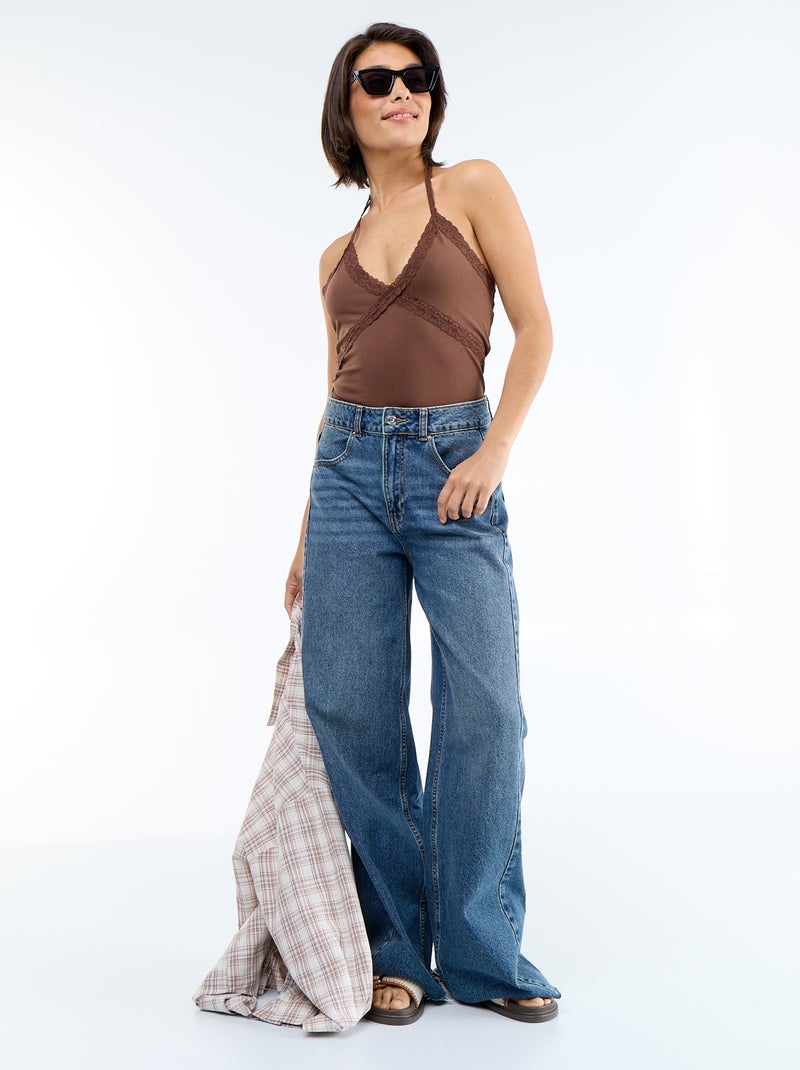 Top a schiena scoperta con pizzo Marrone - Kiabi