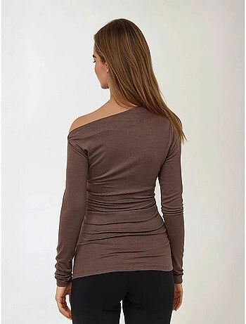 Top aderente a maniche lunghe con colletto asimmetrico hiccup