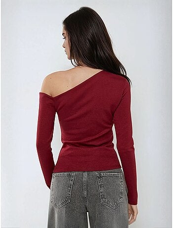 Top aderente a maniche lunghe con scollo asimmetrico hiccup