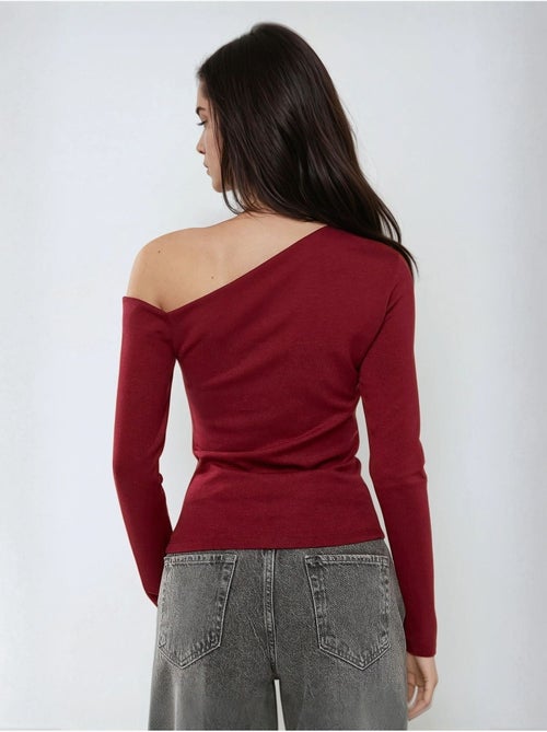 Top aderente a maniche lunghe con scollo asimmetrico hiccup - Kiabi Top aderente a maniche lunghe con scollo asimmetrico hiccup - Kiabi