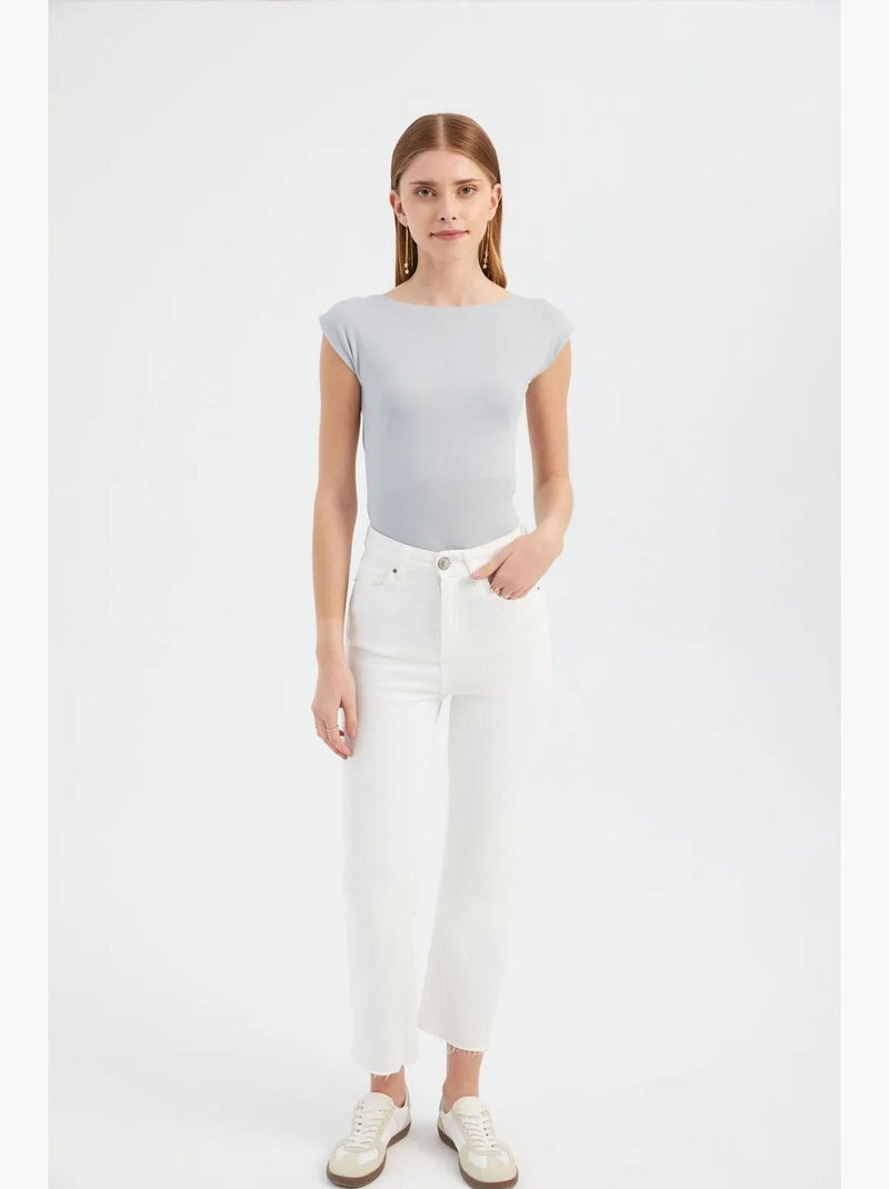 Top aderente con scollo tondo e taglio sulla schiena hiccup Grigio - Kiabi