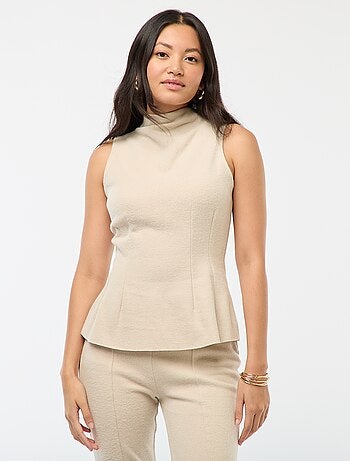 Top aderente in maglia effetto peluche