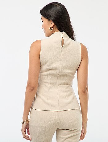 Top aderente in maglia effetto peluche