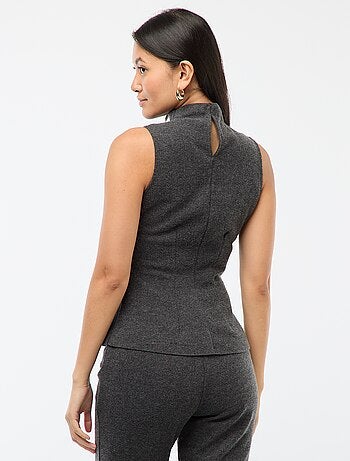 Top aderente in maglia effetto peluche