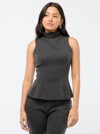 Top aderente in maglia effetto peluche