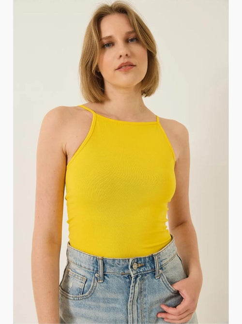 Top aderente in misto cotone scollo all’americana lucci - Kiabi Top aderente in misto cotone scollo all’americana lucci - Kiabi
