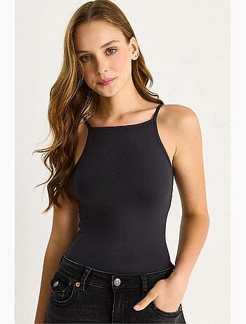 Top aderente in misto cotone scollo all’americana lucci