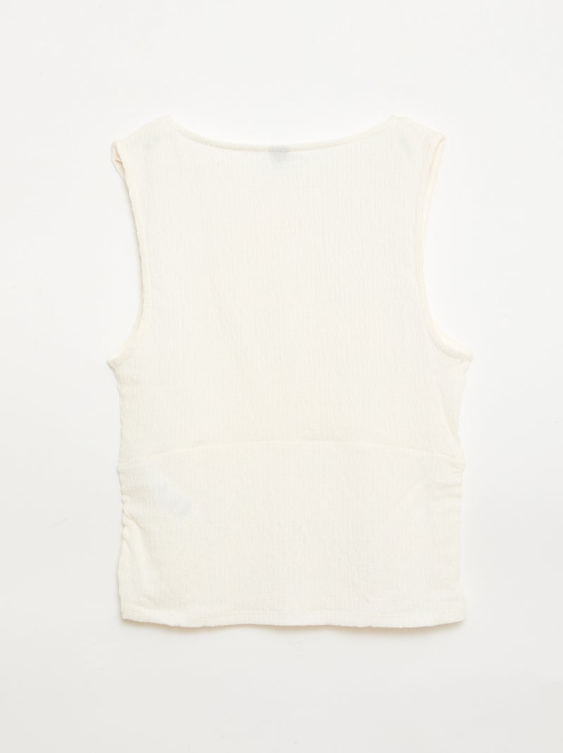Top aderente in tessuto crêpe Beige - Kiabi