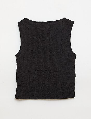 Top aderente in tessuto crêpe