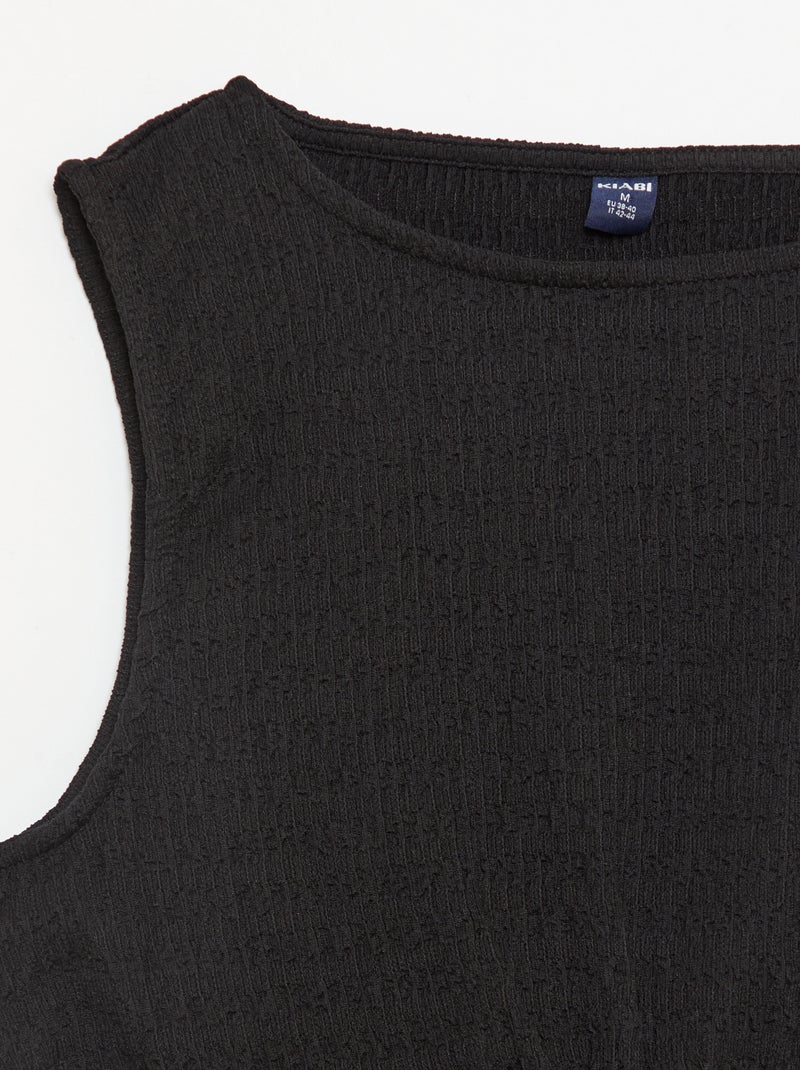Top aderente in tessuto crêpe Nero - Kiabi