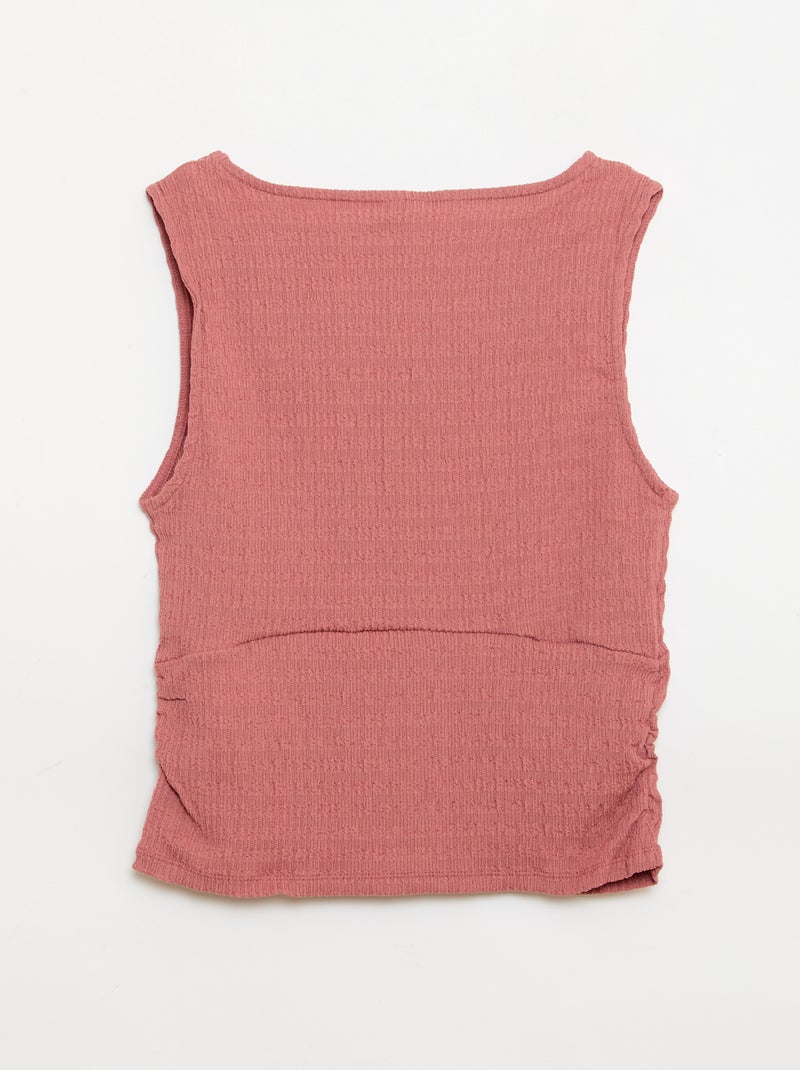 Top aderente in tessuto crêpe Rosa - Kiabi