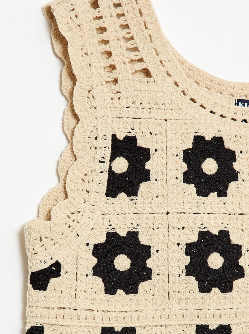 Top all'uncinetto a fantasia Beige - Kiabi