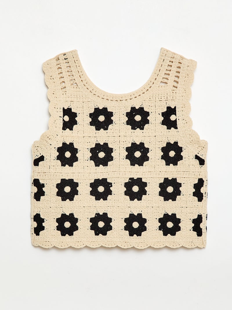 Top all'uncinetto a fantasia Beige - Kiabi