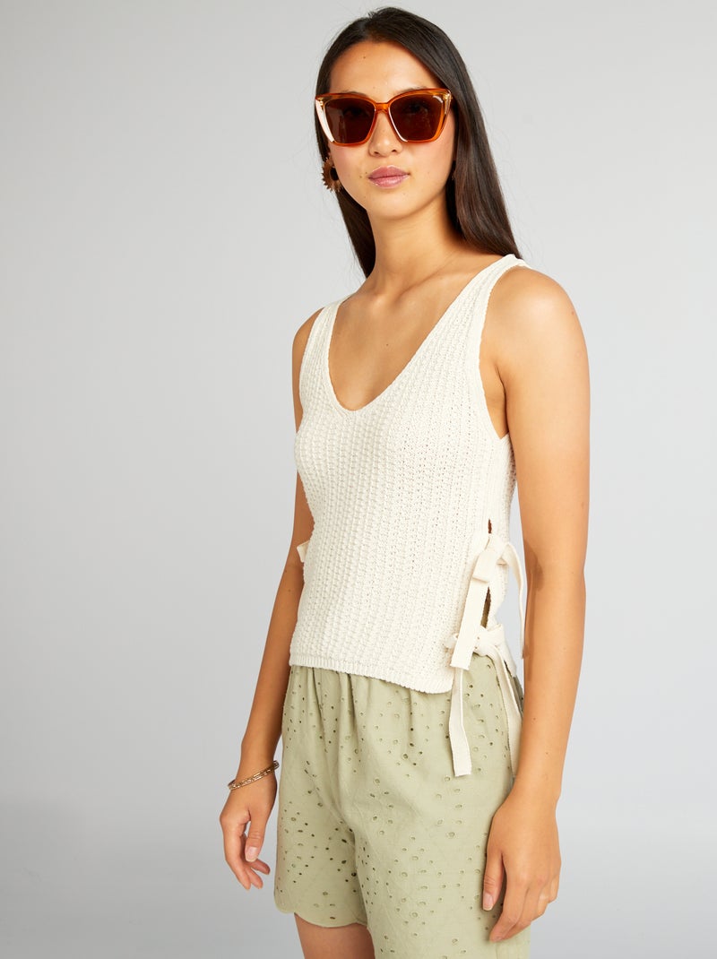 Top all'uncinetto con fiocchi BEIGE - Kiabi