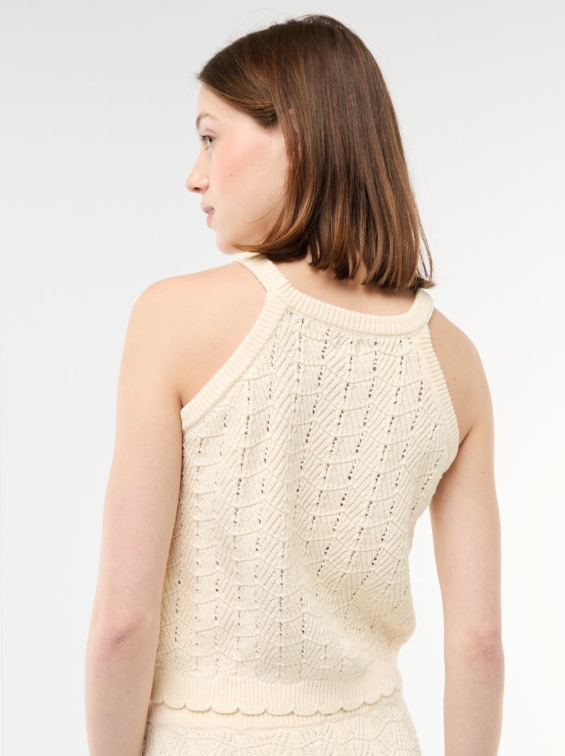 Top all'uncinetto con giromanica all'americana Beige - Kiabi