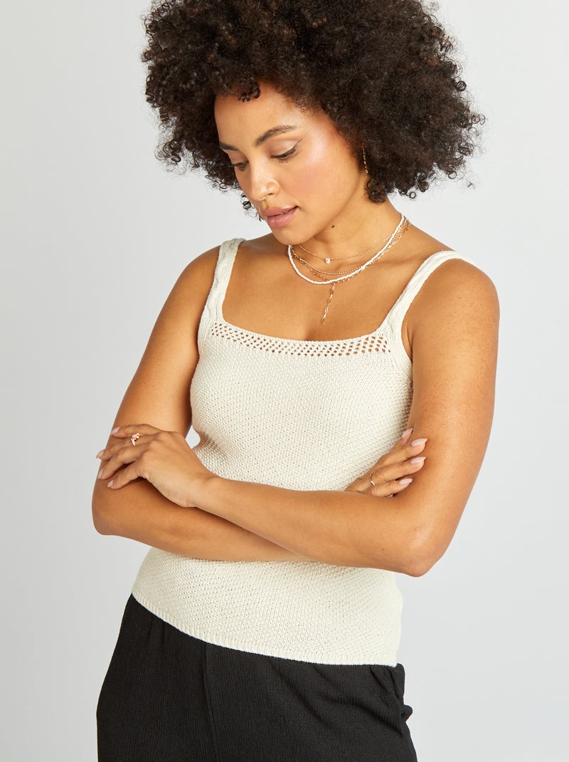 Top all'uncinetto con spalline sottili BEIGE - Kiabi