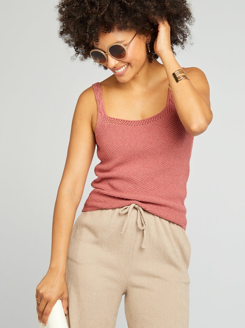 Top all'uncinetto con spalline sottili ROSA - Kiabi