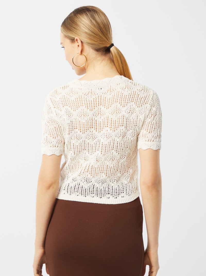 Top all'uncinetto maniche corte BEIGE - Kiabi