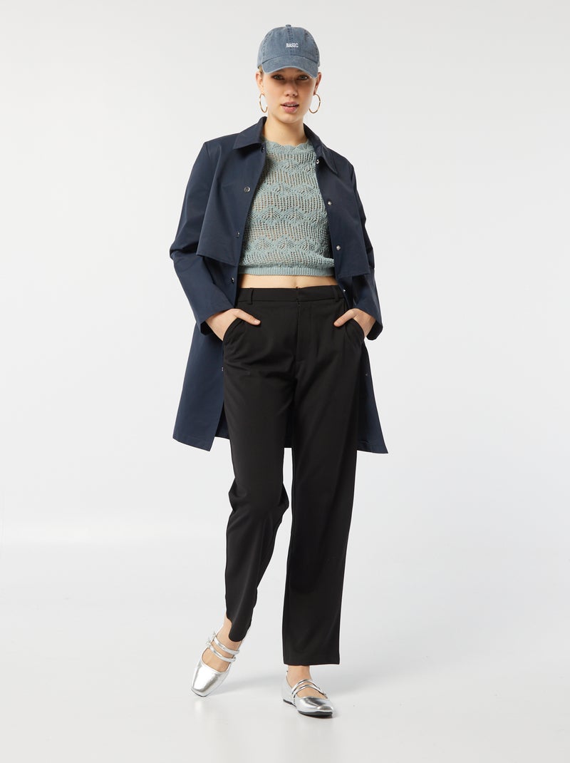 Top all'uncinetto maniche corte blu - Kiabi