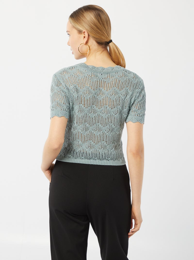 Top all'uncinetto maniche corte blu - Kiabi