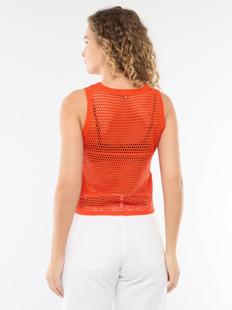 Top all'uncinetto senza maniche Arancione - Kiabi