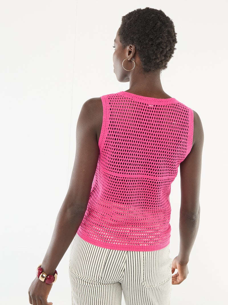 Top all'uncinetto senza maniche Rosa - Kiabi