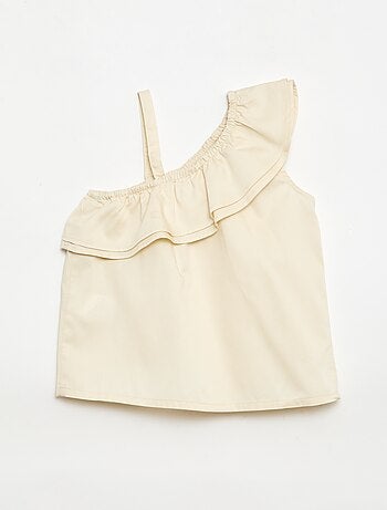 Top asimmetrico con spalline e scollo a balze