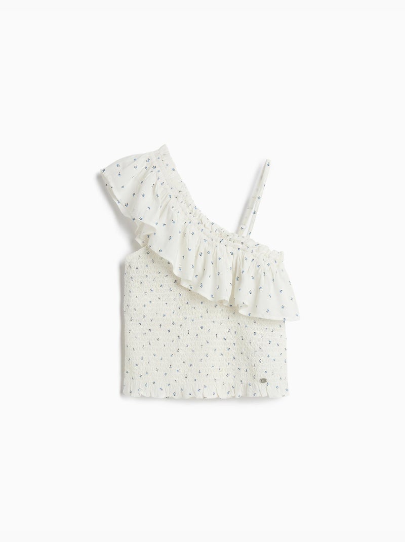 Top asimmetrico con volant, MO Fashion Bianco - Kiabi