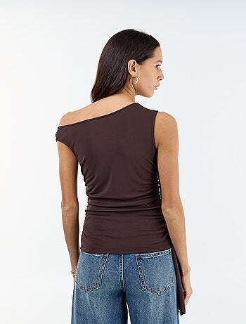 Top asimmetrico stretch tinta unita