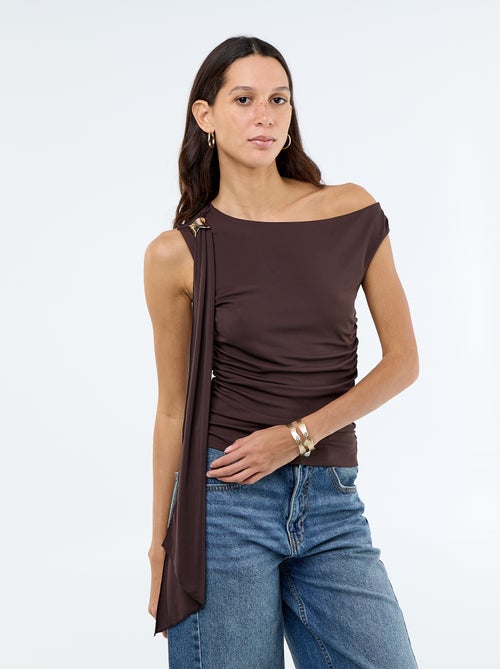 Top asimmetrico stretch tinta unita - Kiabi