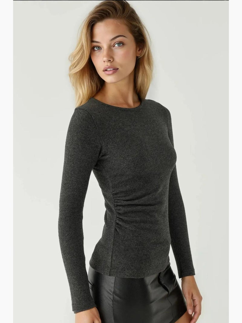 Top basic in misto viscosa hiccup Grigio nero - Kiabi