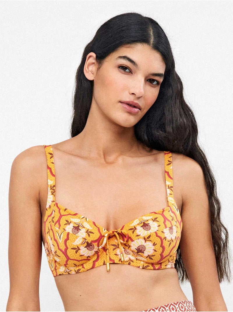 Top bikini a coppa senza imbottitura Multicolore - Kiabi