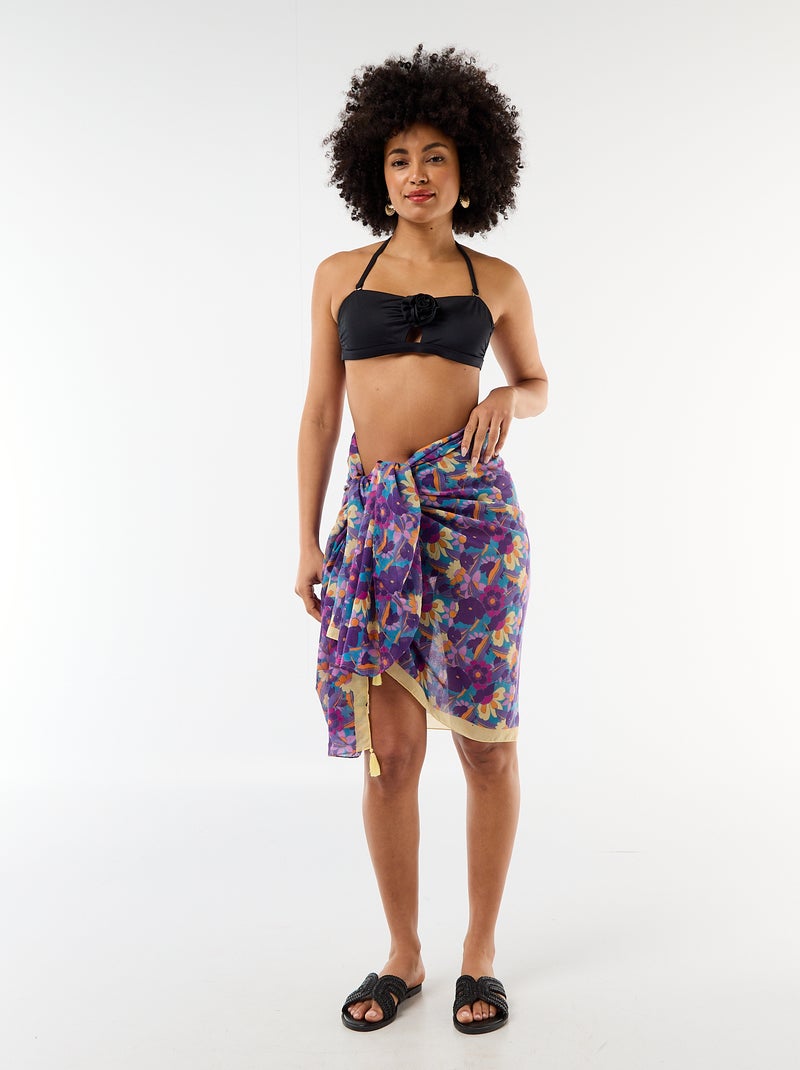 Top bikini a fascia con dettaglio fiore in rilievo Nero - Kiabi