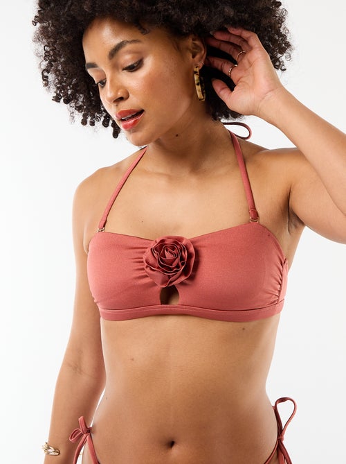 Top bikini a fascia con dettaglio fiore in rilievo - Kiabi