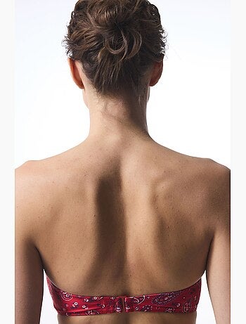 Top bikini a fascia con fantasia etnica, fibbia e bandana penti