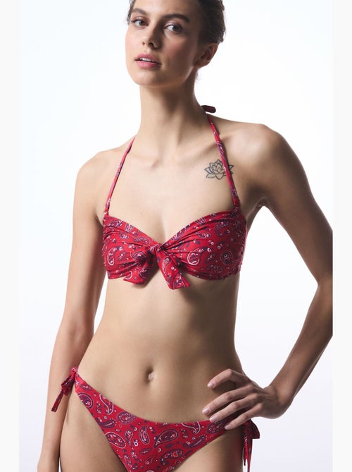 Top bikini a fascia con fantasia etnica, fibbia e bandana penti - Kiabi