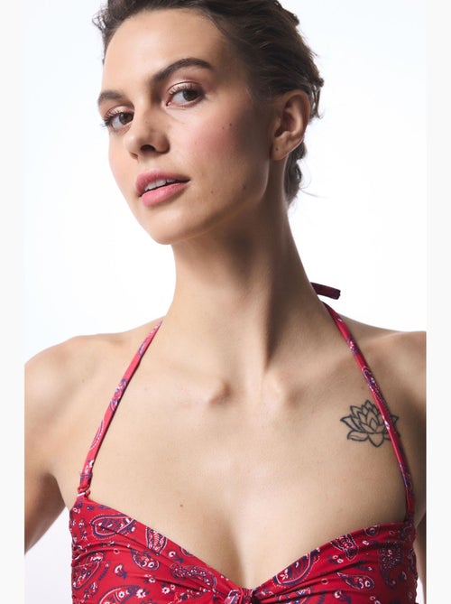 Top bikini a fascia con fantasia etnica, fibbia e bandana penti - Kiabi