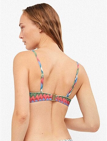 Top bikini a fascia con stampa zig zag