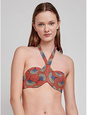 Top bikini a fascia fantasia tribale
